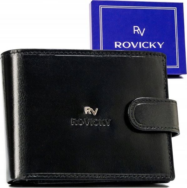 Rovicky Duży, Męski Portfel Ze Skóry Naturalnej. Portfele męskie ROVICKY, bez wzorów, ze skóry. Za 129.01 zł.