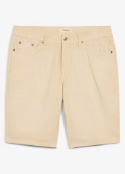 Lekkie bermudy z elastyczną wstawką w talii, z kolorowego denimu, regular fit. Brązowe jeansy męskie bonprix, klasyczne. Za 47.99 zł.