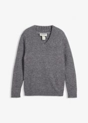Łatwy w pielęgnacji sweter z grubej dzianiny. Szare swetry przez głowę męskie bonprix, m, bez wzorów, z dzianiny, bez kołnierzyka. Za 114.99 zł.