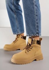 Brązowe Trapery Zdobione Wzorzystymi Wstawkami Vetiane. Brązowe śniegowce i trapery damskie Born2be, z jeansu. Za 119.99 zł.