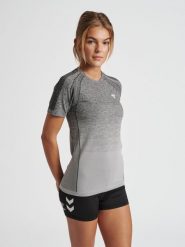 Damska koszulka Hummel training seamless. Czarne koszulki sportowe damskie Hummel, s, bez wzorów, bez kołnierzyka, bez ramiączek, na fitness i siłownię. Za 156.75 zł.