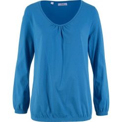 Shirt bawełniany z długim rękawem bonprix lodowy niebieski. Bluzki damskie bonprix. Za 34.99 zł.