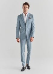 PAKO LORENTE – Niebieskie spodnie garniturowe P22SP-6G-004-N-S. Niebieskie eleganckie spodnie męskie Pako Lorente, s, bez wzorów, z elastanu. Za 159.99 zł.