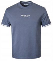 Klasyczny T-Shirt z Logo - Pako Jeans - Stalowo-Niebieski. Niebieskie t-shirty męskie Pako Jeans, l, bez wzorów, z bawełny, casualowe, bez kołnierzyka. Za 79.00 zł.