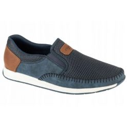 Zamszowe Mokasyny Męskie O Strukturze Plastra Miodu. Niebieskie mokasyny męskie Rieker, z gumy. Za 374.99 zł.
