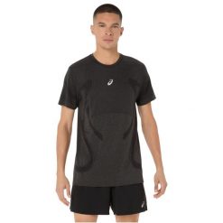 T-shirt sportowy z krótkim rękawem męski Road Seamless SS Top. Czarne t-shirty męskie Asics, m, bez wzorów, z materiału, sportowe, bez kołnierzyka. Za 199.99 zł.