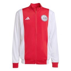 Koszulka treningowa Ajax Amsterdam 2025/26. Białe koszulki sportowe męskie Adidas, bez wzorów, bez kołnierzyka, bez ramiączek, do piłki nożnej. W wyprzedaży za 258.50 zł.