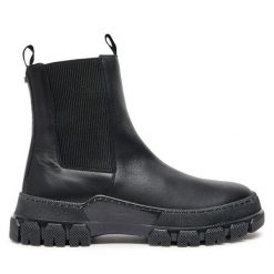 Sztyblety Weekend Max Mara. Czarne botki damskie Weekend Max Mara, bez obcasa, na płaskiej podeszwie, bez zapięcia. Za 1,239.00 zł.
