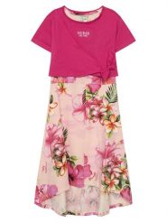 Guess Sukienka codzienna J6GK15 K6YW4 Różowy ciemny Regular Fit. Czerwone sukienki dla dziewczynek Guess, z aplikacjami, z bawełny, bez ramiączek. Za 234.99 zł.