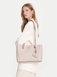 Guess Torebka Tisha HWPD77 64230 Beżowy. Brązowe torebki do ręki damskie Guess, z aplikacjami, ze skóry, bez dodatków. Za 419.99 zł.