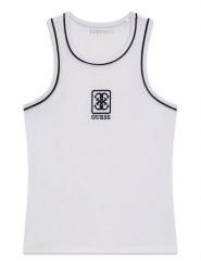 Guess Top J6GI11 K6YW4 Biały Regular Fit. Białe t-shirty dla chłopców Guess, z aplikacjami, z bawełny, bez ramiączek. Za 84.99 zł.