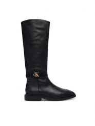 Calvin Klein Kozaki Square High Boot Lth Mg Hdw HW0HW03187 Czarny. Czarne kozaki damskie Calvin Klein, ze skóry, bez obcasa, na płaskiej podeszwie. Za 849.99 zł.