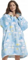 Bluza pluszowa z kapturem comfy koc oversize ciepła błękitna chmury słonik. Niebieskie kocyki dla dzieci Pan i Pani Gadżet. Za 149.78 zł.