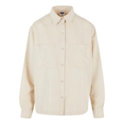 Damska oversizowa koszula z twillu Urban Classics. Białe koszule damskie Urban Classics, bez wzorów, eleganckie, bez kołnierzyka, bez ramiączek. Za 206.00 zł.