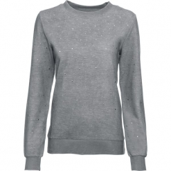 Bluza z ćwiekami bonprix szary "washed". Szare bluzy damskie bonprix. Za 109.99 zł.