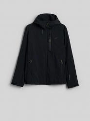 4F Kurtka softshell wiatroodporna membrana 8000 męska - czarna L. Czarne kurtki męskie 4f, l, bez wzorów, z materiału, klasyczne, bez kaptura. Za 399.99 zł.