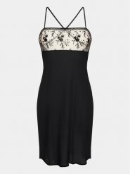 Passionata Koszula nocna Suzy P42TW5 Czarny Regular Fit. Czarne koszule nocne damskie Passionata, xl, bez wzorów, z syntetyku, bez ramiączek. Za 159.99 zł.