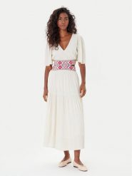 Desigual Sukienka letnia Element 25SWVW98 Biały Regular Fit. Białe sukienki damskie Desigual, na lato, m, bez wzorów, z wiskozy, bez kołnierzyka, bez ramiączek. Za 399.99 zł.