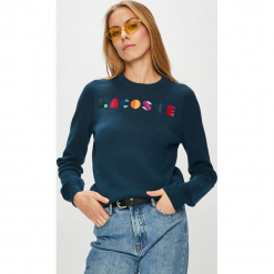 Lacoste - Sweter. Szare swetry damskie Lacoste, z bawełny, z okrągłym kołnierzem. W wyprzedaży za 499.90 zł.