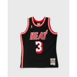 Koszulka NBA Miami Heat Dwyane Wade. Czarne koszulki sportowe męskie Mitchell & Ness, l, bez wzorów, z materiału, bez kołnierzyka, bez ramiączek, do koszykówki. Za 377.50 zł.