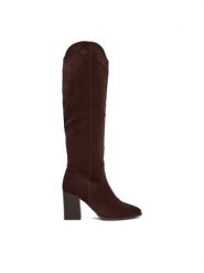 JENNY Kozaki CEO-HY2518-1 Brązowy. Brązowe kozaki damskie Jenny, z materiału, bez obcasa, na słupku. Za 229.99 zł.