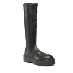 Kozaki DeeZee. Czarne kozaki damskie DeeZee, bez obcasa, na płaskiej podeszwie. Za 131.99 zł.