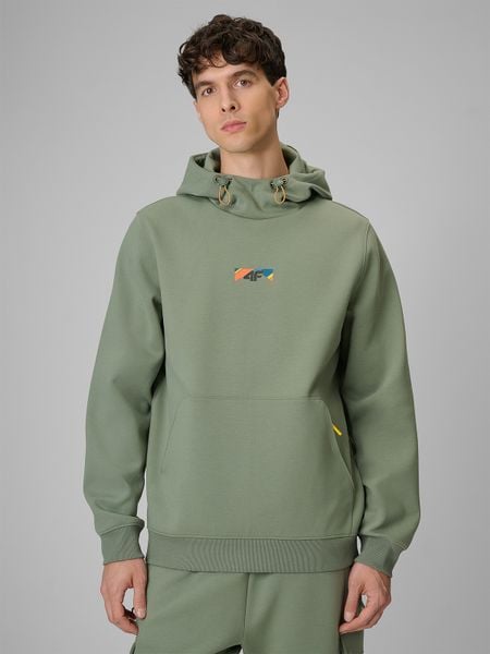 4F Bluza dresowa regular z kapturem męska - khaki M. Brązowe bluzy męskie 4f, m, bez wzorów, z dresówki, z kapturem. Za 249.99 zł.