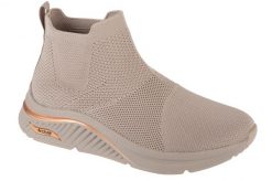 Buty sportowe damskie, Arch Fit S-Miles - Sock Walk. Brązowe obuwie sportowe damskie Skechers, bez wzorów, z materiału, trekkingowe. Za 299.99 zł.