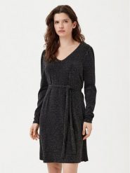 Vila Sukienka dzianinowa Eleina 14100741 Czarny Regular Fit. Czarne sukienki damskie Vila, xl, bez wzorów, z dzianiny, bez kołnierzyka, bez ramiączek. Za 129.99 zł.