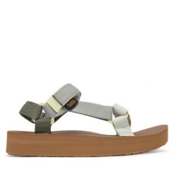 Sandały Teva. Zielone sandały damskie Teva, bez wzorów, bez obcasa, na koturnie, bez zapięcia. Za 329.99 zł.