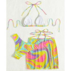 Bikini trzyczęściowe na plażę z elastycznego materiału Evely. Bikini damskie Intica, l, bez wzorów. W wyprzedaży za 159.00 zł.