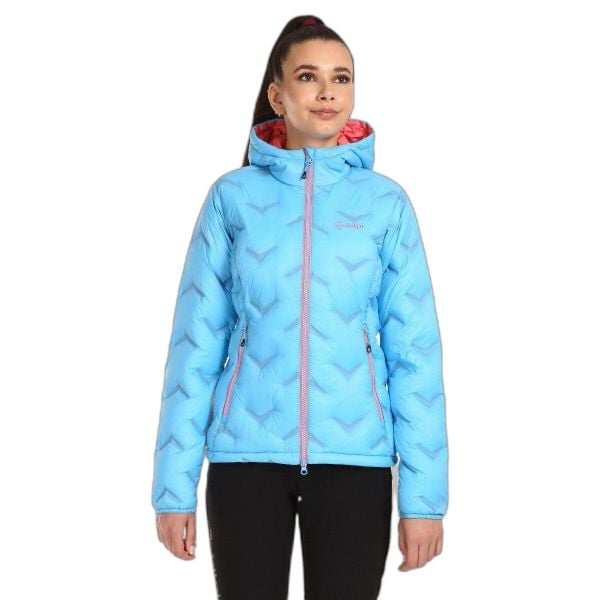 Damska kurtka puchowa Kilpi Alberta. Niebieskie kurtki damskie Kilpi, xs, bez wzorów, z nylonu, bez kaptura, trekkingowe, primaloft. Za 525.33 zł.