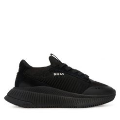 Sneakersy BOSS. Czarne trampki i tenisówki chłopięce Boss, bez wzorów, bez zapięcia. Za 483.99 zł.