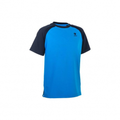 T-Shirt 500 Jr niebieski. Niebieskie t-shirty męskie ARTENGO, z elastanu. W wyprzedaży za 24.99 zł.