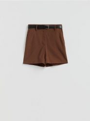 Szorty z lyocellem - brązowy. Brązowe szorty damskie Reserved, l, bez wzorów, z lyocellu. Za 129.99 zł.