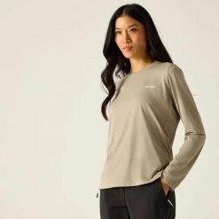 Damska koszulka z długim rękawem Regatta Mindo. Brązowe t-shirty damskie Regatta, m, bez wzorów, z materiału, bez kołnierzyka. Za 150.85 zł.