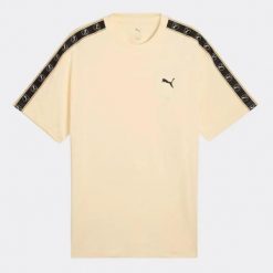 T-Shirt Puma Ess Elevated Tape Relaxed Tee Dorośli. Brązowe t-shirty męskie Puma, l, bez wzorów, z bawełny, klasyczne, bez kołnierzyka. Za 187.99 zł.