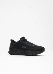 Wygodne, wsuwane sneakersy marki Sketchers z pianką z pamięcią. Czarne buty sportowe męskie bonprix, bez zapięcia. Za 369.99 zł.