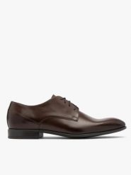 Ciemnobrązowe eleganckie półbuty męskie. Brązowe półbuty na co dzień męskie Ryłko, ze skóry, eleganckie, bez zapięcia. W wyprzedaży za 299.99 zł.