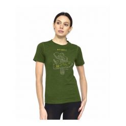 Koszulka damska z krótkim rękawem wełniana Brubeck OUTDOOR WOOL PRO. Zielone t-shirty damskie Brubeck, bez wzorów, z poliamidu, bez kołnierzyka. Za 279.99 zł.