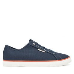 Tenisówki Calvin Klein Jeans. Niebieskie trampki męskie Calvin Klein Jeans, bez wzorów, z jeansu, bez zapięcia. Za 189.99 zł.
