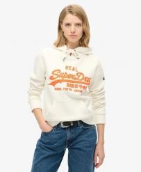 Superdry Bluza z kapturem Neon Vl Emb Graphic z bawełny ekologicznej. Białe bluzy damskie Superdry., bez wzorów, z bawełny, z kapturem. Za 387.20 zł.