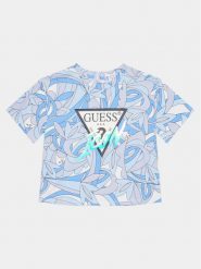 Guess T-Shirt J4GI12 K6YW3 Niebieski Regular Fit. Niebieskie t-shirty i topy dla dziewczynek Guess, z aplikacjami, z bawełny, bez ramiączek. Za 109.99 zł.