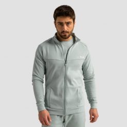 Bluza męska fitness z zamkiem Limitless. Zielone bluzy męskie GYMBEAM, l, bez wzorów, z bawełny, bez kaptura, na fitness i siłownię. Za 123.90 zł.