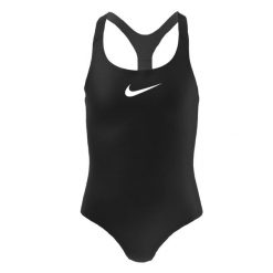 Strój pływacki jednoczęściowy dziecięcy Nike Essential Racerback. Czarne stroje kąpielowe dla dziewczynek Nike Swim, bez wzorów. Za 174.60 zł.