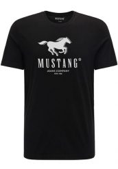 MUSTANG ALEX C PRINT MĘSKI T-SHIRT KOSZULKA LOGO TEE BLACK 1015051 4142. Czarne t-shirty męskie Mustang, m, bez wzorów, z bawełny, eleganckie, bez kołnierzyka. Za 69.99 zł.