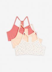 Biustonosz bustier z miękką bawełną i koronką (3 szt.). Białe t-shirty i topy dla dziewczynek bonprix, bez wzorów, z bawełny, bez ramiączek. Za 59.99 zł.