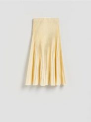 Spódnica z wiskozą - jasnożółty. Żółte spódnice damskie Reserved, l, bez wzorów, z dzianiny, rozkloszowane. Za 139.99 zł.