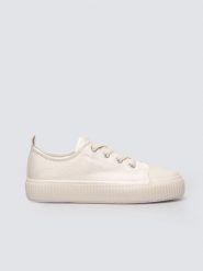 Trampki dziewczęce na platformie kremowe TT374106 102. Białe trampki i tenisówki dziewczęce Big Star, bez wzorów, z gumy, bez zapięcia. Za 129.99 zł.