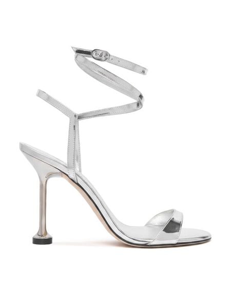 Stuart Weitzman Sandały Naudistini Wrap 100 SM911 Srebrny. Szare sandały damskie Stuart Weitzman, bez wzorów, bez obcasa, na szpilce, bez zapięcia. Za 2,419.00 zł.